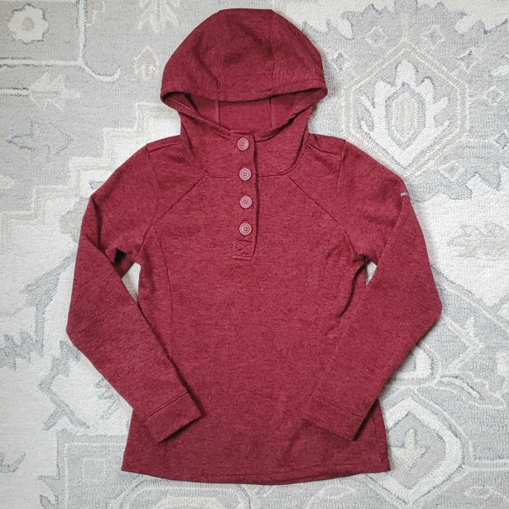 Columbia 1/4 Button Pullover, Red, size small